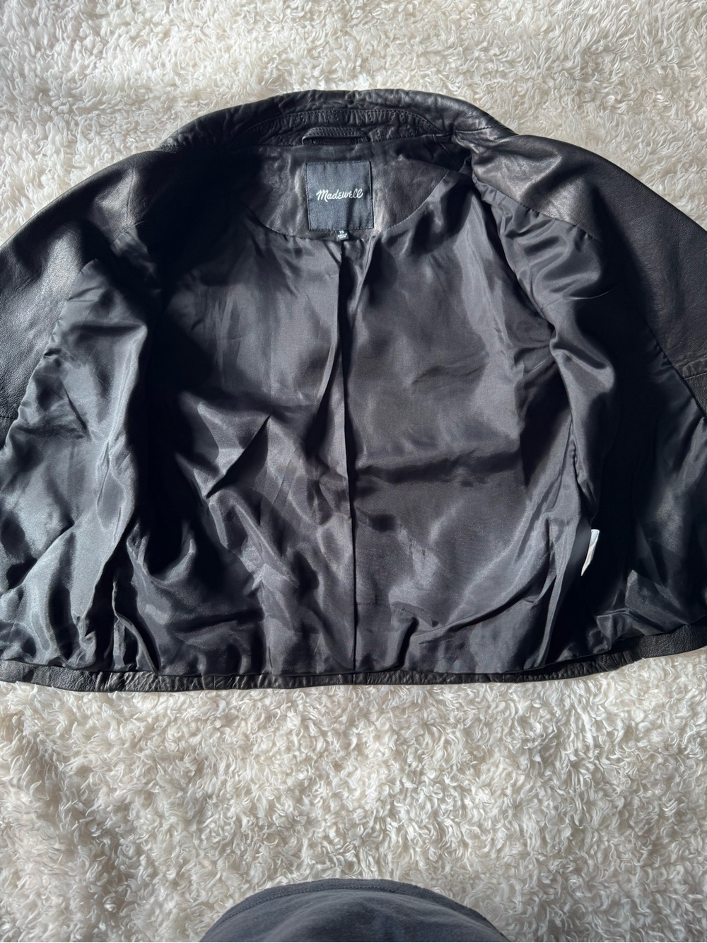 Madewell Washed Leather Motorcycle Jacket Black E0488 Capsule Moto Biker Size XS - Picture 10 of 13